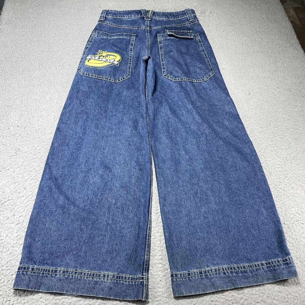 A Lab Analog Jeans Men 32x32 Blue Medium Wash Relaxed Wide Leg Denim Embroidered